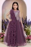 Buy_Petite Pomme_Wine Net Designer Embellished Gown _at_Aza_Fashions