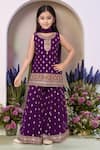 Buy_Petite Pomme_Purple Georgette Sequins, Embroidery Kurta Set _at_Aza_Fashions