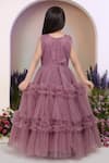 Shop_Samyukta Singhania_Purple Net Fabric Flowers Orchid Designer Gown _at_Aza_Fashions