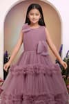 Samyukta Singhania_Purple Net Fabric Flowers Orchid Designer Gown _Online_at_Aza_Fashions