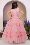 Shop_Petite Pomme_Pink Net Fabric Flowers Broach Designer Gown _at_Aza_Fashions