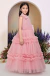 Buy_Petite Pomme_Pink Net Fabric Flowers Broach Designer Gown _Online_at_Aza_Fashions