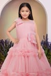 Shop_Petite Pomme_Pink Net Fabric Flowers Broach Designer Gown _Online_at_Aza_Fashions