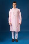 Shop Arihant Rai Sinha Pink Silk Embroidery Light Lucknowi Kurta Set Online at Aza Fashions Shop_Arihant Rai Sinha_Pink Silk Embroidery Light Lucknowi Kurta Set _Online_at_Aza_Fashions