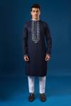 Arihant Rai Sinha_Blue Silk Embroidery Lucknowi Kurta Set _at_Aza_Fashions