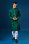 Shop_Arihant Rai Sinha_Green Silk Lucknowi Embroidered Kurta Set _Online_at_Aza_Fashions