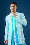 Shop Arihant Rai Sinha Aqua Silk Embroidery Printed Sherwani Set Online at Aza Fashions Shop_Arihant Rai Sinha_Aqua Silk Embroidery Printed Sherwani Set _Online_at_Aza_Fashions
