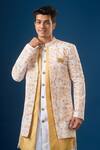 Buy Arihant Rai Sinha White Silk Lucknowi Print Sherwani Set Online at Aza Fashions Buy_Arihant Rai Sinha_White Silk Lucknowi Print Sherwani Set _Online_at_Aza_Fashions
