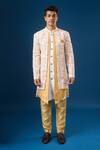 Arihant Rai Sinha White Silk Lucknowi Print Sherwani Set at Aza Fashions Arihant Rai Sinha_White Silk Lucknowi Print Sherwani Set _at_Aza_Fashions