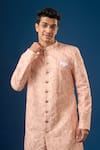Buy_Arihant Rai Sinha_Peach Silk Embroidery Lucknowi Sherwani Set 