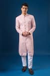 Arihant Rai Sinha_Purple Silk Embroidery Light Lucknowi Sherwani Set _at_Aza_Fashions