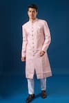 Buy_Arihant Rai Sinha_Purple Silk Embroidery Light Lucknowi Sherwani Set _at_Aza_Fashions