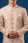 Arihant Rai Sinha_Peach Silk Embroidery Lucknowi Sherwani Set _at_Aza_Fashions