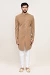 Buy_Arihant Rai Sinha_Chocolate Chikoo Sherwani And White Pant Set _Online_at_Aza_Fashions