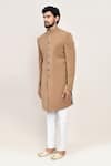 Shop_Arihant Rai Sinha_Chocolate Chikoo Sherwani And White Pant Set _Online_at_Aza_Fashions