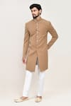 Arihant Rai Sinha_Chocolate Chikoo Sherwani And White Pant Set _at_Aza_Fashions
