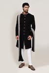Buy_Arihant Rai Sinha_Black Embroidery Sherwani Set With White Pant _at_Aza_Fashions