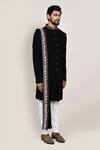 Shop_Arihant Rai Sinha_Black Embroidery Sherwani Set With White Pant _Online_at_Aza_Fashions