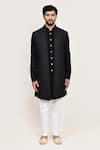 Buy_Arihant Rai Sinha_Gray Black Terry Rayon Sherwani Set With Jacket _Online_at_Aza_Fashions