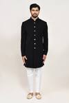 Shop_Arihant Rai Sinha_Gray Black Terry Rayon Sherwani Set With Jacket _Online_at_Aza_Fashions