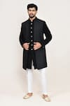 Buy_Arihant Rai Sinha_Gray Black Terry Rayon Sherwani Set With Jacket _at_Aza_Fashions