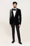 Buy_Arihant Rai Sinha_Black Velvet Embroidery Tuxedo Set _at_Aza_Fashions