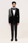 Arihant Rai Sinha_Black Velvet Embroidery Tuxedo Set _at_Aza_Fashions