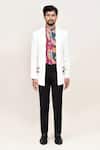 Buy_Arihant Rai Sinha_White Georgette Embroidery Multicolor Printed Shirt And Jacket Set _Online_at_Aza_Fashions