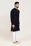 Arihant Rai Sinha_Navy Blue Terry Rayon Kurta And White Pant Set _Online_at_Aza_Fashions