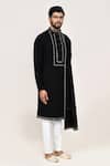 Shop_Arihant Rai Sinha_Black Lace Embroidery Kurta Set _Online_at_Aza_Fashions