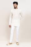 Buy_Arihant Rai Sinha_Cream Embroidery Thread Work Kurta And White Pant Set _at_Aza_Fashions