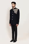 Shop_Arihant Rai Sinha_Navy Embroidery Blue Coat And Black Pant _Online_at_Aza_Fashions