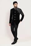 Buy_Arihant Rai Sinha_Black Velvet Embroidery Embellished Coat And Pant Set _at_Aza_Fashions