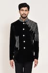 Buy_Arihant Rai Sinha_Black Velvet Embroidery Embellished Coat And Pant Set 