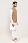Shop_Arihant Rai Sinha_Brown Chikoo Nehru Jacket With White Kurta And Pant _Online_at_Aza_Fashions