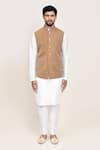 Buy_Arihant Rai Sinha_Brown Chikoo Nehru Jacket With White Kurta And Pant 