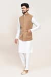 Shop_Arihant Rai Sinha_Brown Chikoo Nehru Jacket With White Kurta And Pant 