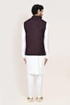 Shop_Arihant Rai Sinha_Wine Cut Work Jacquard Nehru Jacket Set _at_Aza_Fashions