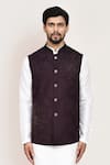 Buy_Arihant Rai Sinha_Wine Cut Work Jacquard Nehru Jacket Set 