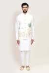 Arihant Rai Sinha_White Embroidery Art Silk Kurta Set _Online_at_Aza_Fashions