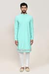 Buy_Arihant Rai Sinha_Green Embroidery Sea Nehru Jacket Kurta Set _Online_at_Aza_Fashions