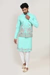 Shop_Arihant Rai Sinha_Green Embroidery Sea Nehru Jacket Kurta Set _Online_at_Aza_Fashions