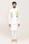 Shop_Arihant Rai Sinha_White Linen, Wool Embroidery Art Silk Nehru Jacket Set _Online_at_Aza_Fashions