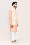Arihant Rai Sinha_Gold Embroidery Peach Art Silk Nehru Jacket Set _Online_at_Aza_Fashions