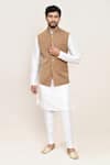 Buy_Arihant Rai Sinha_Brown Chiku Terry Rayon Nehru Jacket _at_Aza_Fashions