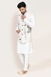 Shop_Arihant Rai Sinha_Off White Cotton Embroidery Nehru Jacket _Online_at_Aza_Fashions