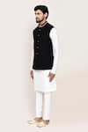 Arihant Rai Sinha_Black Imported Jacquard Nehru Jacket _Online_at_Aza_Fashions