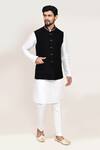 Shop_Arihant Rai Sinha_Black Imported Jacquard Nehru Jacket _Online_at_Aza_Fashions