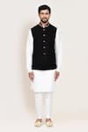Arihant Rai Sinha_Black Imported Jacquard Nehru Jacket _at_Aza_Fashions
