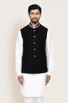 Buy_Arihant Rai Sinha_Black Imported Jacquard Nehru Jacket _at_Aza_Fashions